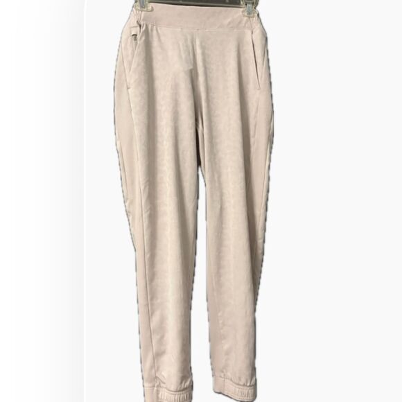 Athleta Pants - Athleta Brooklyn Textured Joggers Size 10 Beige Light Gray Pull On Travel Pants